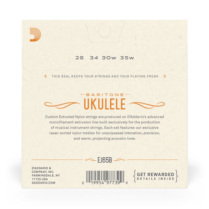 D'Addario EJ65B Pro-Arte Custom Extruded Clear Nylon Ukulele Strings - (Baritone)