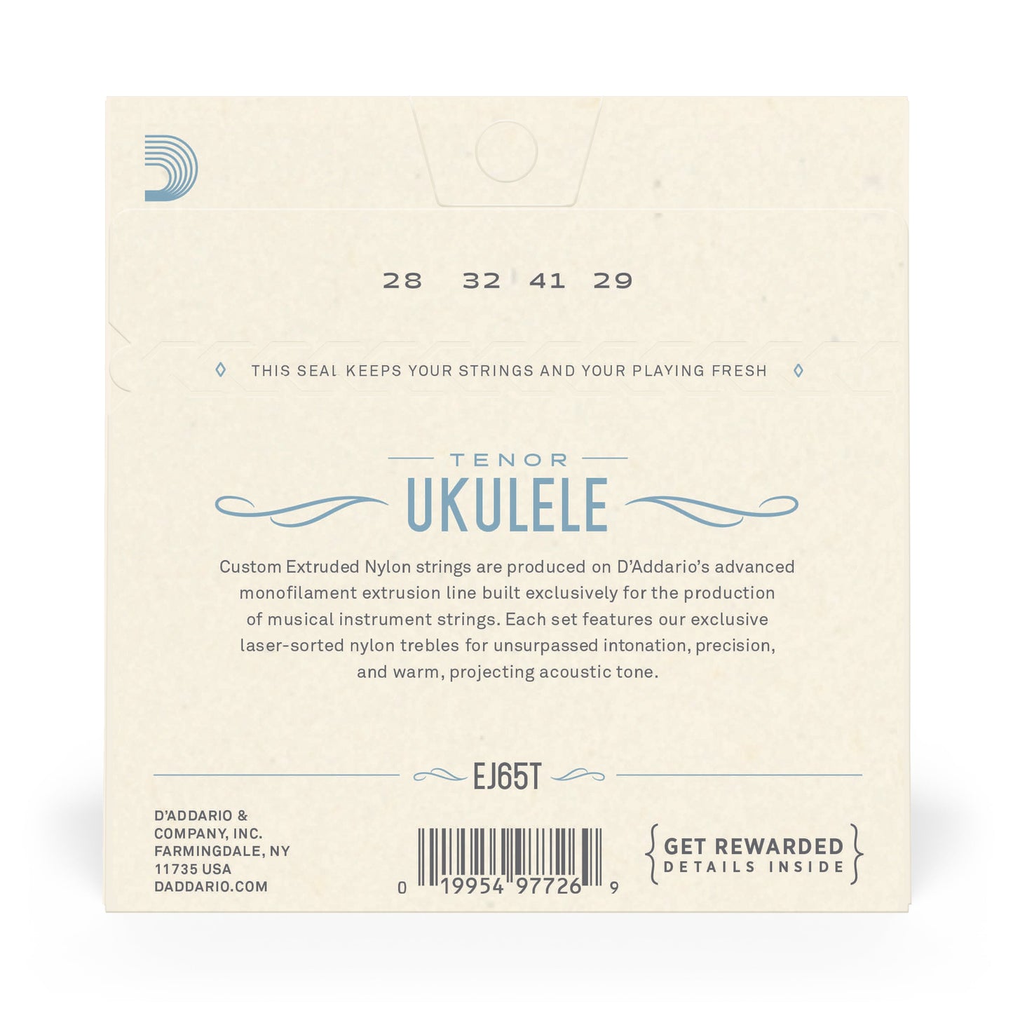 D'Addario EJ65T Set Tenor Ukulele Clear Nylon