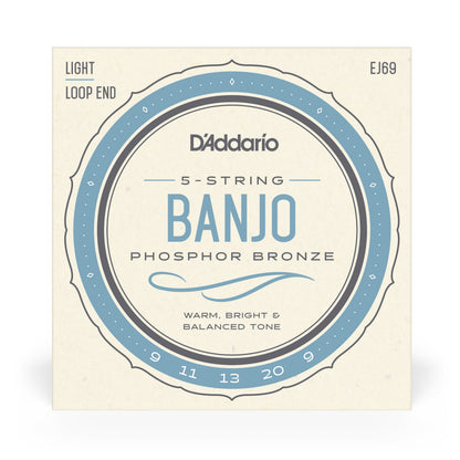 D'Addario EJ69 5-String Banjo Strings, Phosphor Bronze, Light, 9-20