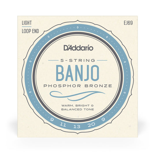 D'Addario EJ69 5-String Banjo Strings, Phosphor Bronze, Light, 9-20