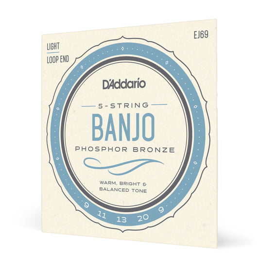 D'Addario EJ69 5-String Banjo Strings, Phosphor Bronze, Light, 9-20