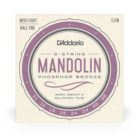D'Addario EJ70 Mandolin Strings, Phosphor Bronze, Medium w/ Ball End 11-38