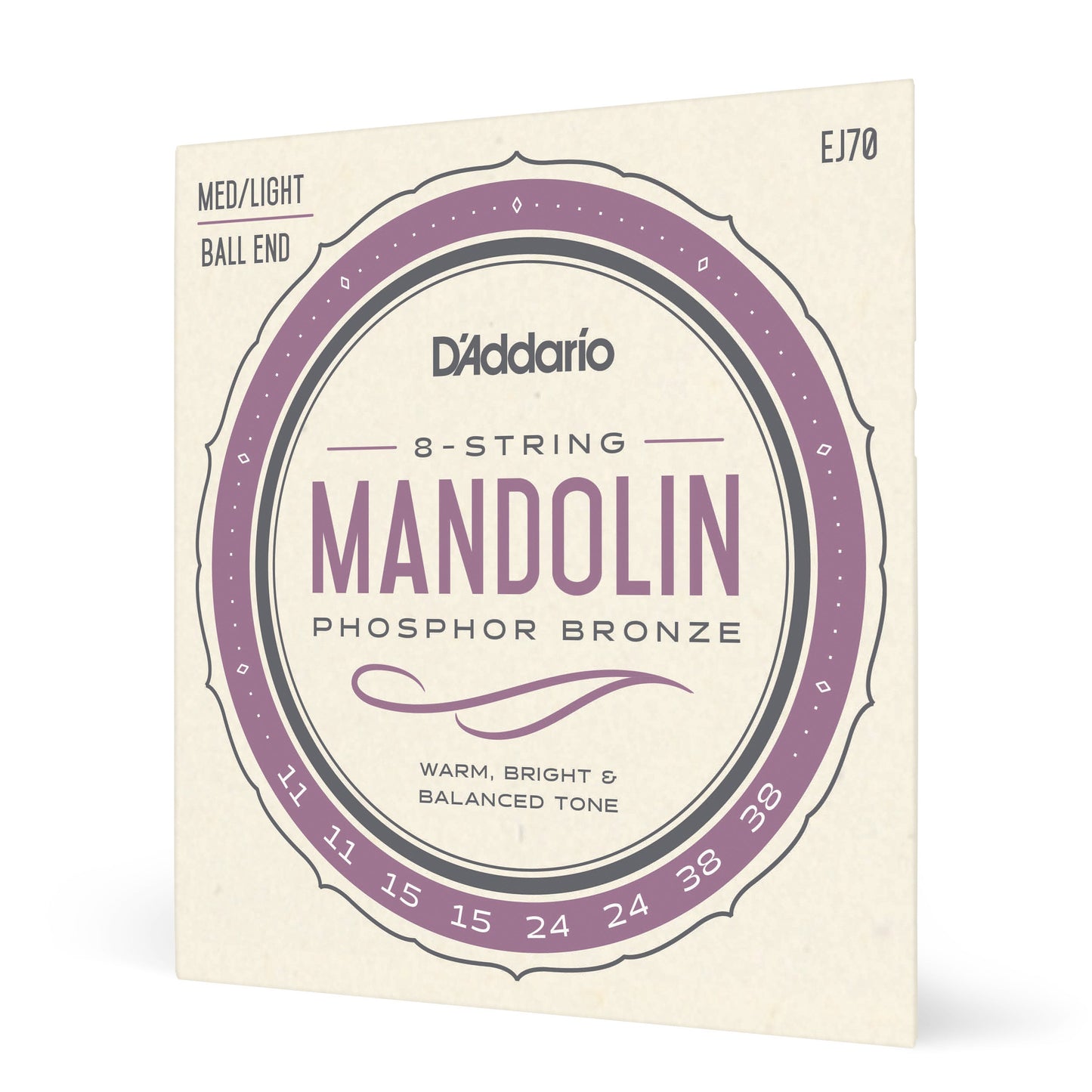 D'Addario EJ74 Mandolin Strings, Phosphor Bronze, Medium w/ Ball End 11-38