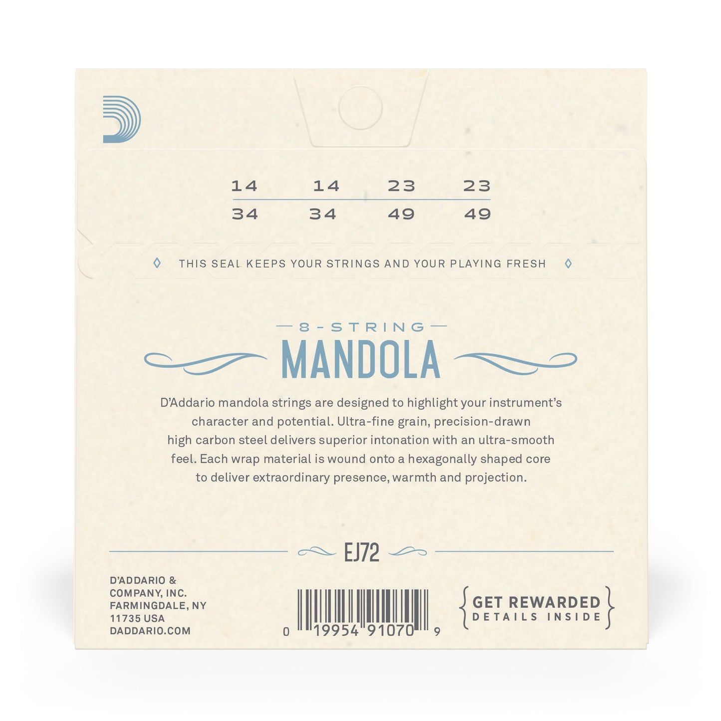D'Addario EJ72 Phosphor Bronze Mandola Strings, Light, 14-49