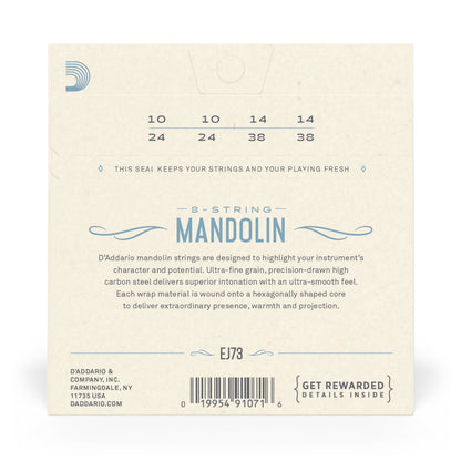 D'Addario EJ73 Mandolin Strings, Phosphor Bronze, Light, 10-38