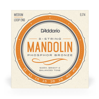 D'Addario EJ74 Mandolin Strings, Phosphor Bronze, Medium, 11-40