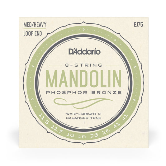 DAddario EJ75 Mandolin Strings, Phosphor Bronze, Medium/Heavy, 11.5-41