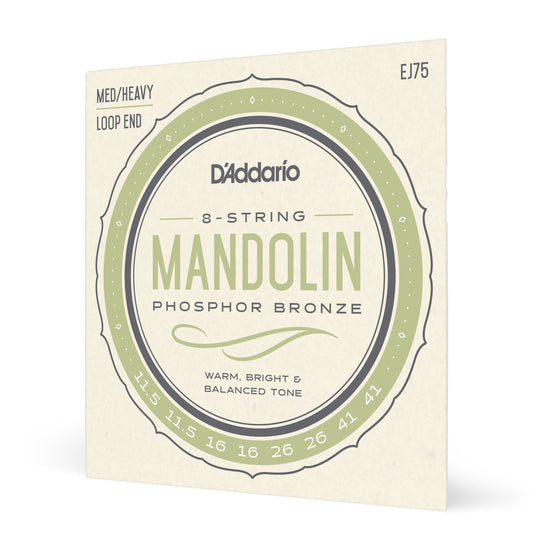 DAddario EJ75 Mandolin Strings, Phosphor Bronze, Medium/Heavy, 11.5-41