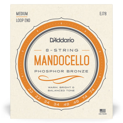D'Addario J78 Phosphor Bronze Mandocello Strings, 22-74