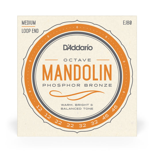 DAddario EJ80 Phosphor Bronze Octave Mandolin Strings, Medium, 12-46