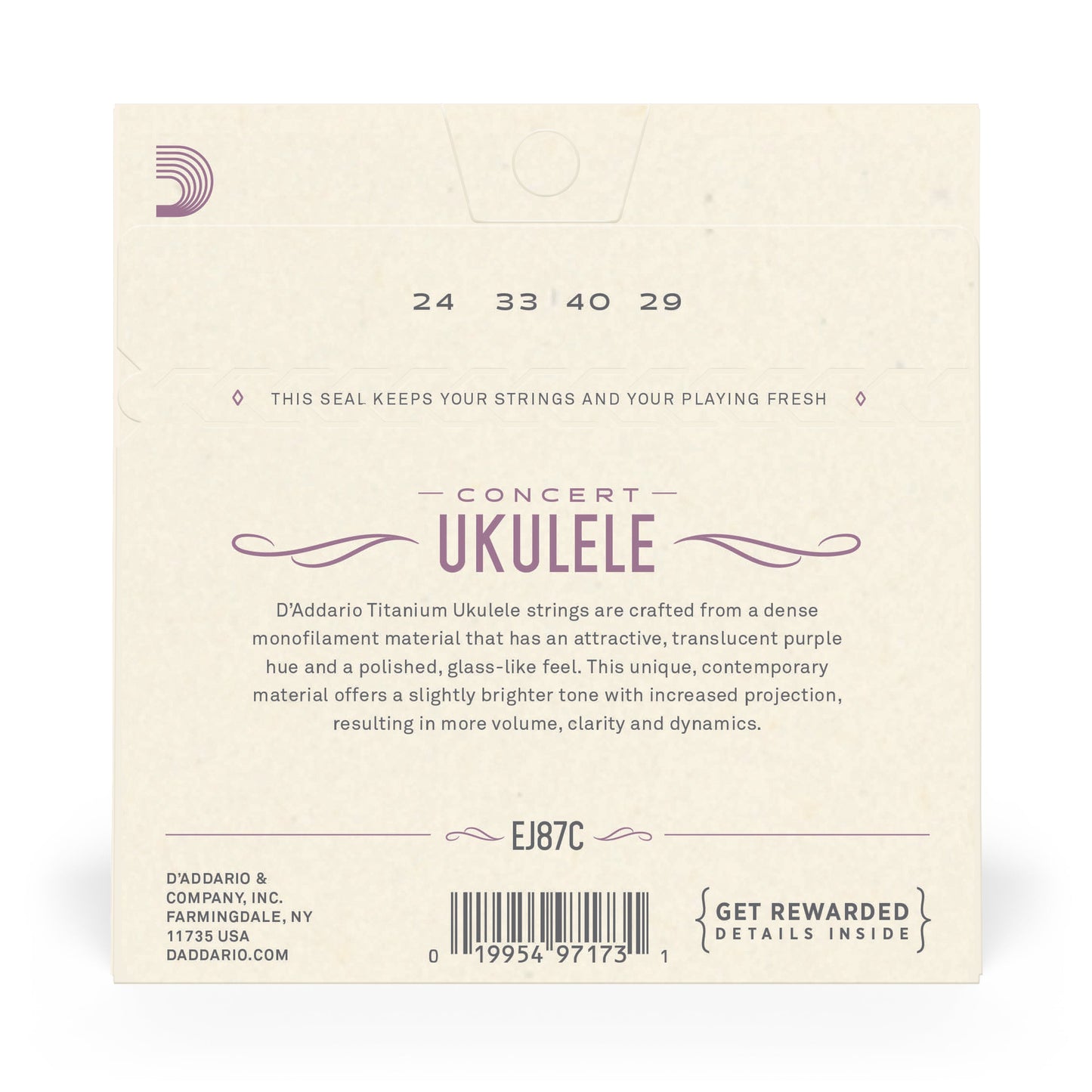 D'Addario EJ87C Titanium Ukulele Strings, Concert