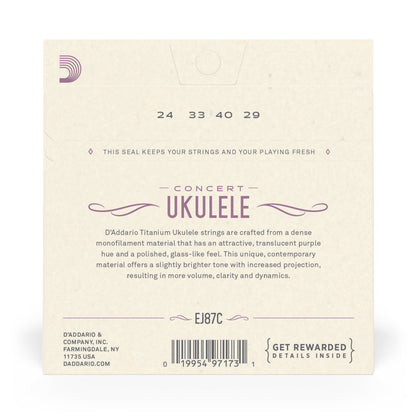 D'Addario EJ87C Titanium Ukulele Strings, Concert