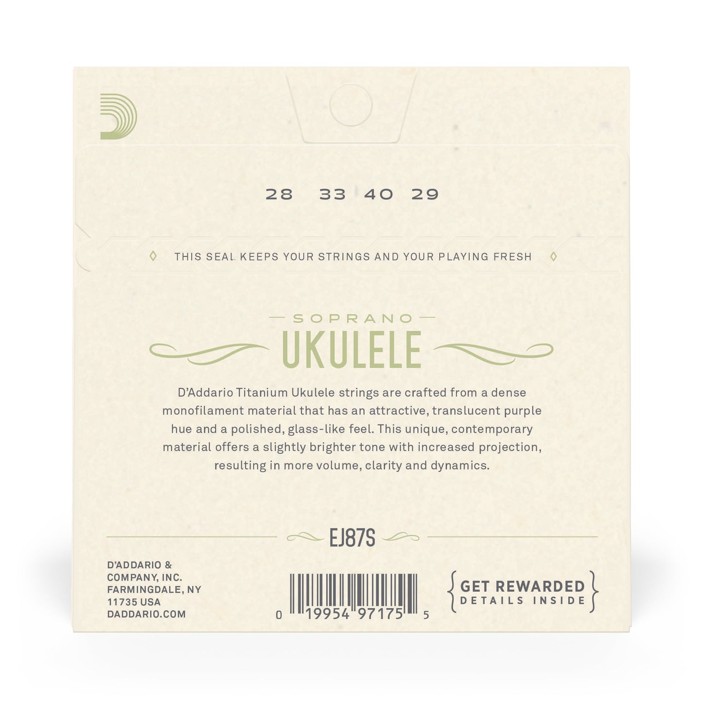 DAddario EJ87S Titanium Ukulele Strings, Soprano