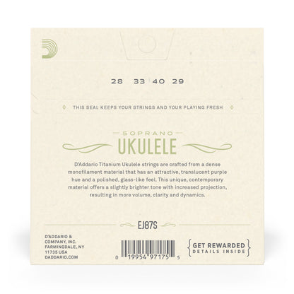 DAddario EJ87S Titanium Ukulele Strings, Soprano
