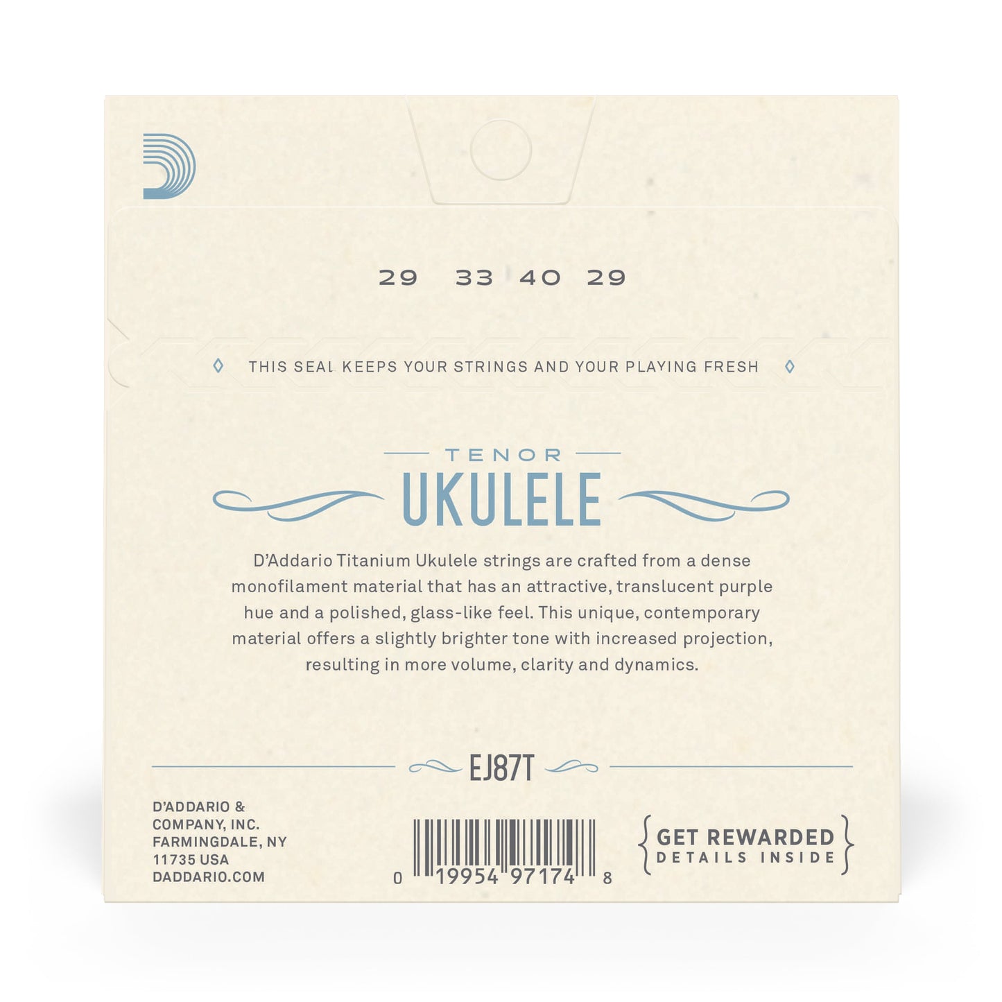 D'Addario EJ87T Titanium Ukulele Strings Tenor