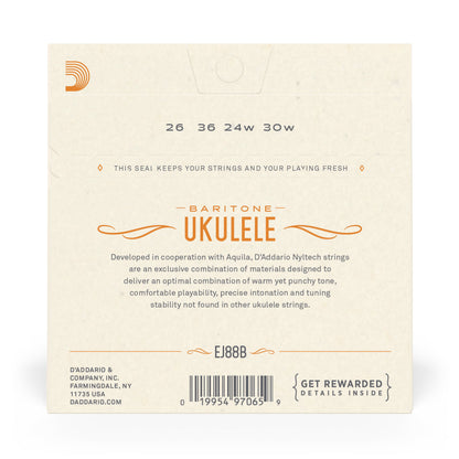 D'Addario EJ88B Nyltech Ukulele Strings, Baritone