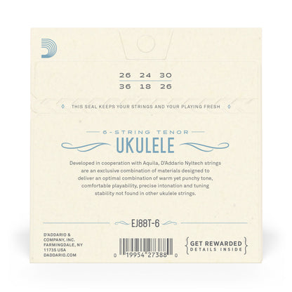 D'Addario EJ88T-6 Nyltech Ukulele 6-String Tenor