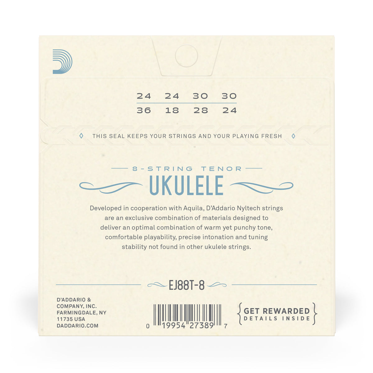 D'Addario EJ88T-8 Nyltech Ukulele 8-String Tenor