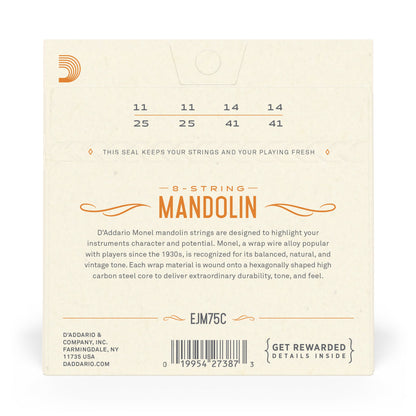 D'Addario EJM75C Monel Mandolin Strings Medium Plus 11-41
