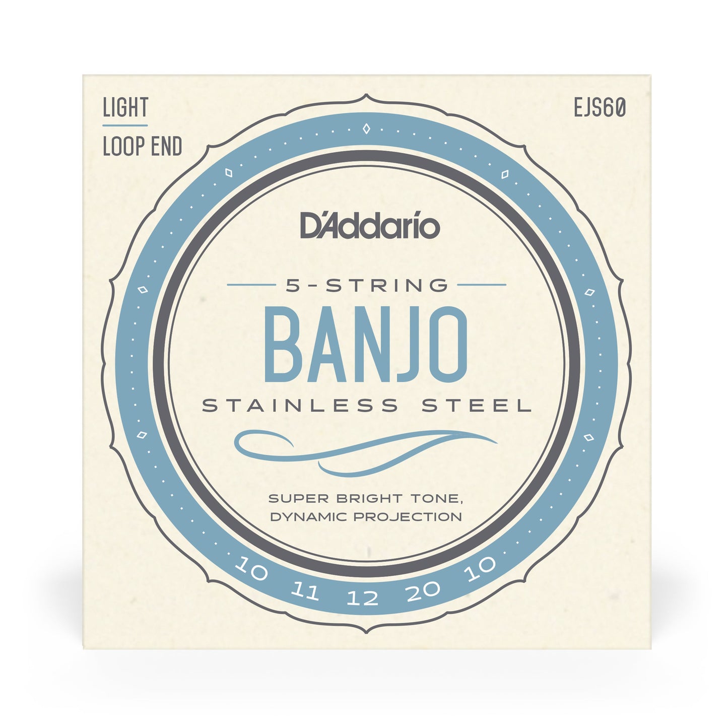 D'Addario EJS60 5-String Banjo Strings, Stainless Steel, Light, 9-20