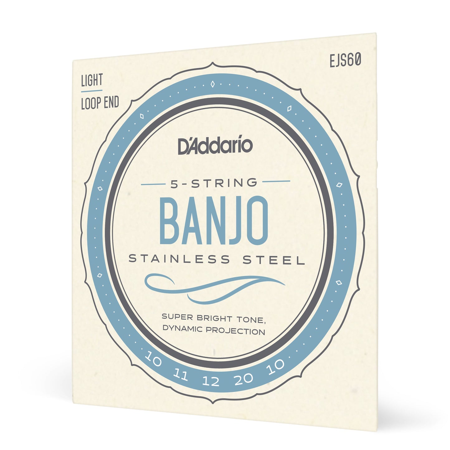 D'Addario EJS60 5-String Banjo Strings, Stainless Steel, Light, 9-20