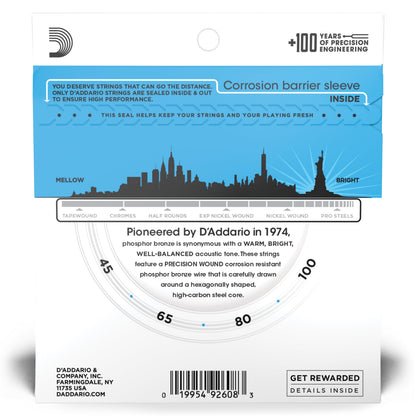 DAddario EPBB170 Phosphor Bronze Acoustic Bass Strings, Long Scale, 45-100