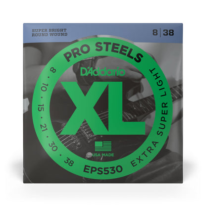 DAddario EPS530 ProSteels Electric Guitar Strings, Extra-Super Light, 08-38