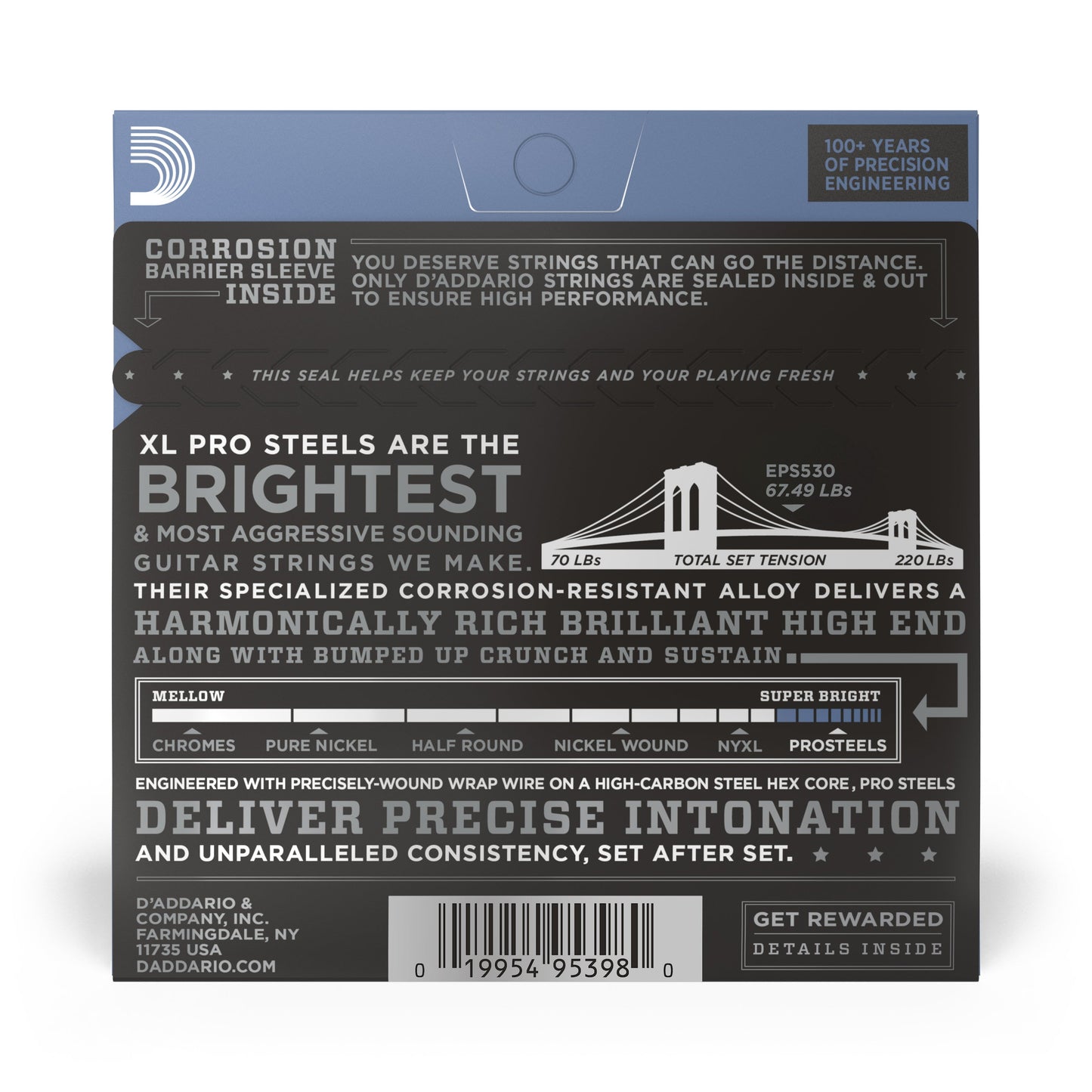 DAddario EPS530 ProSteels Electric Guitar Strings, Extra-Super Light, 08-38