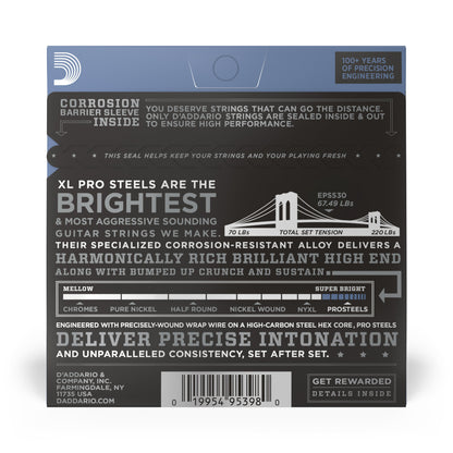 DAddario EPS530 ProSteels Electric Guitar Strings, Extra-Super Light, 08-38