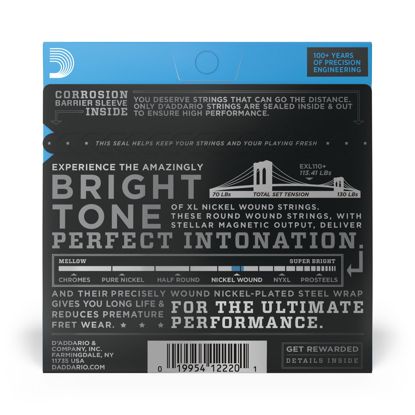 DAddario EXL110 Nickel Wound Electric Guitar Strings, Regular Light, 10-46