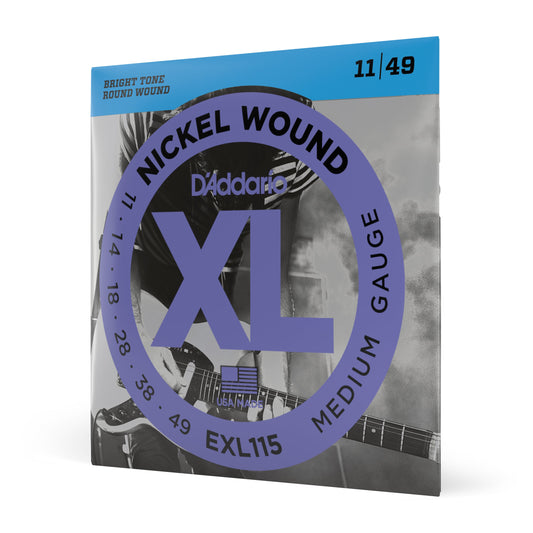 DAddario EXL115 Nickel Wound Electric Guitar Strings, Medium/Blues-Jazz Rock, 11-49