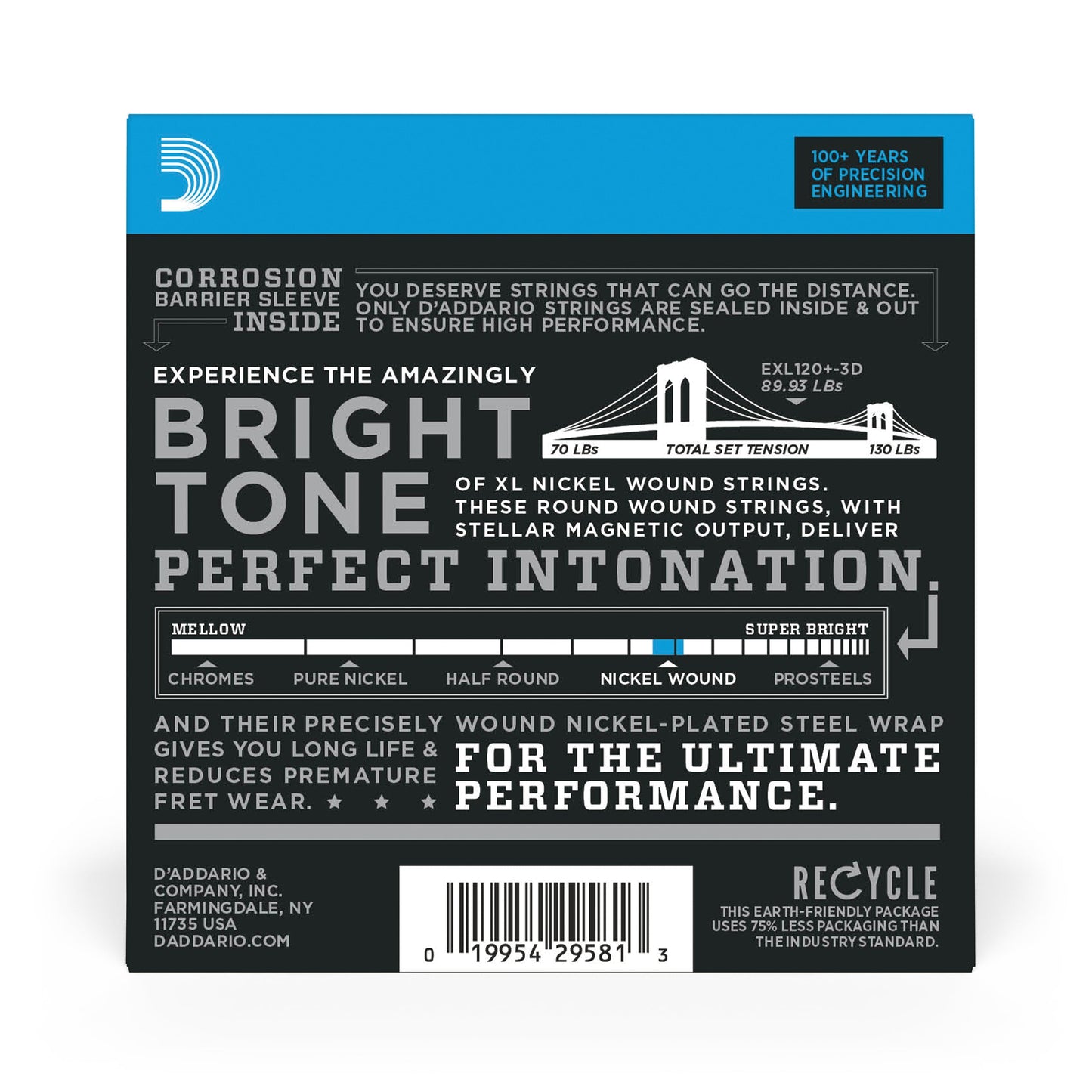 D'Addario - EXL120-3D - 3 Pack Nickel Wound Super Light 9-42 - Electric Guitar Strings
