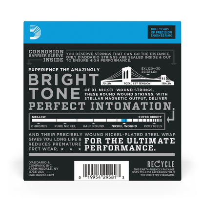 D'Addario - EXL120-3D - 3 Pack Nickel Wound Super Light 9-42 - Electric Guitar Strings
