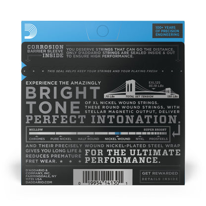 DAddario EXL125 Nickel Wound Electric Guitar Strings, Super Light Top/ Regular Bottom, 09-46