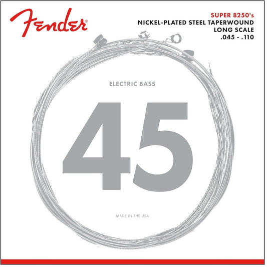 Fender Super 8250's nickel-plated steel taperwound bass strings, long scale, 45-110