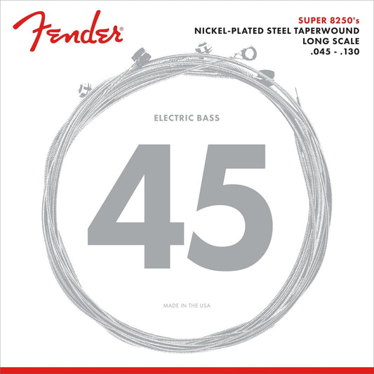 Fender Super 8250's nickel-plated steel taperwound 5-string bass strings, long scale, 45-130