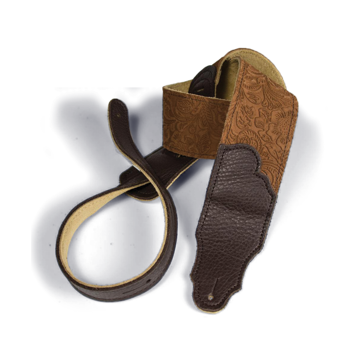 Franklin Embossed 2.5 Inch Caramel Suede with Pebbled Chocolate Glove Leather End