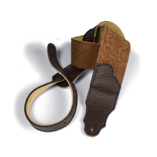 Franklin Embossed 2.5 Inch Caramel Suede with Pebbled Chocolate Glove Leather End