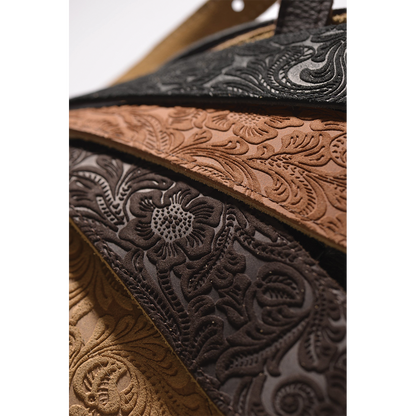 Franklin Embossed 2.5 Inch Caramel Suede with Pebbled Chocolate Glove Leather End
