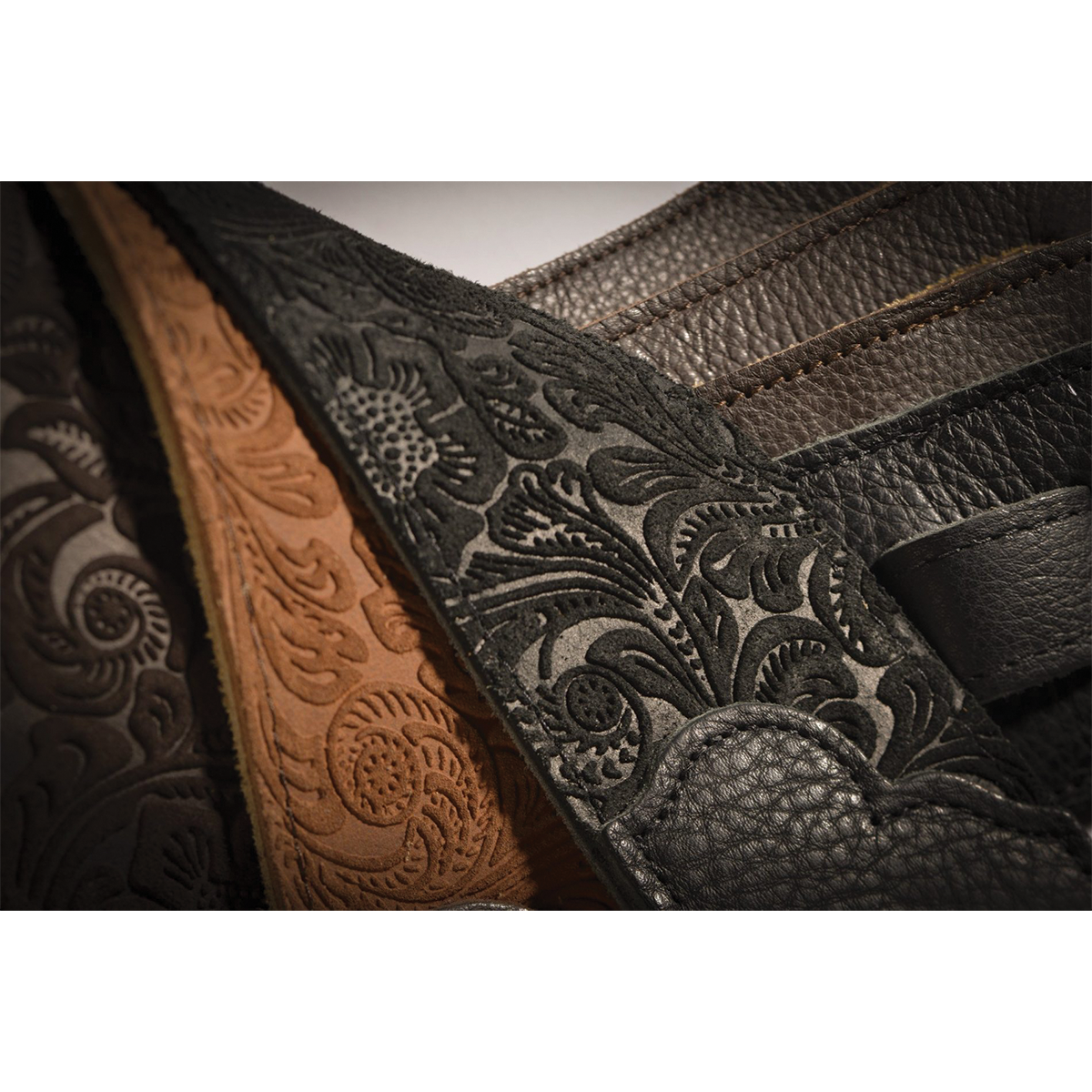 Franklin Embossed 2.5 Inch Caramel Suede with Pebbled Chocolate Glove Leather End