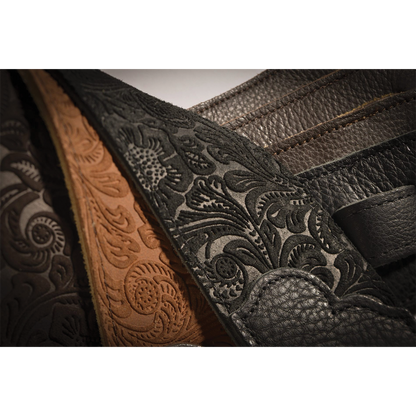Franklin Embossed 2.5 Inch Caramel Suede with Pebbled Chocolate Glove Leather End