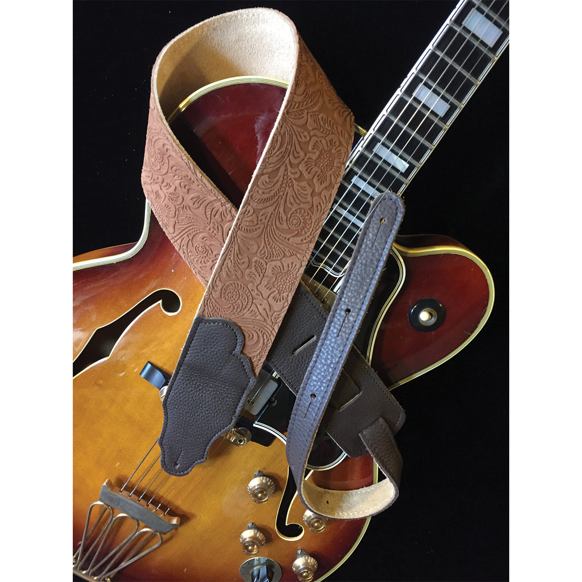 Franklin Embossed 2.5 Inch Caramel Suede with Pebbled Chocolate Glove Leather End