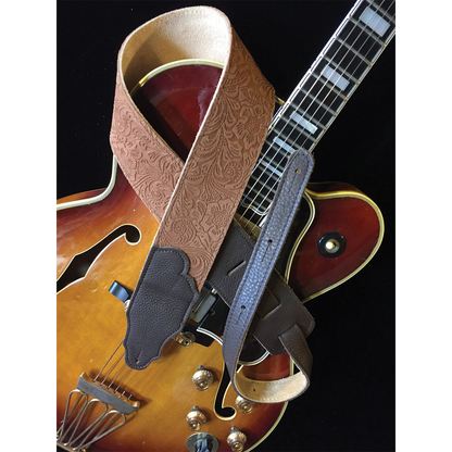 Franklin Embossed 2.5 Inch Caramel Suede with Pebbled Chocolate Glove Leather End