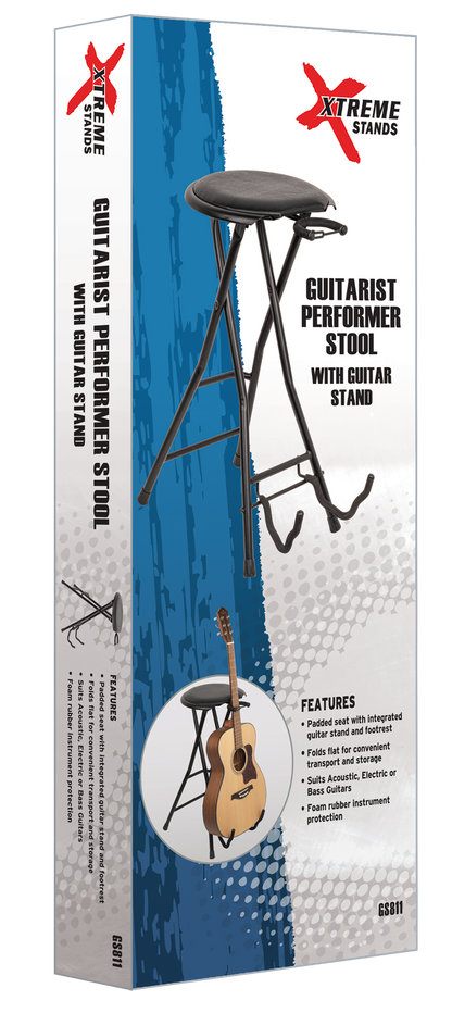 Xtreme GS811 Guitarist Performer Stool with Guitar Stand