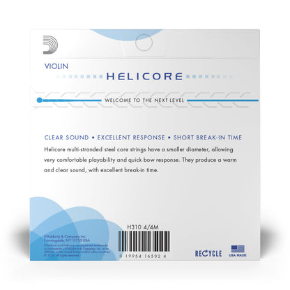 D'Addario Helicore Violin String Set, 4/4 Scale, Medium Tension