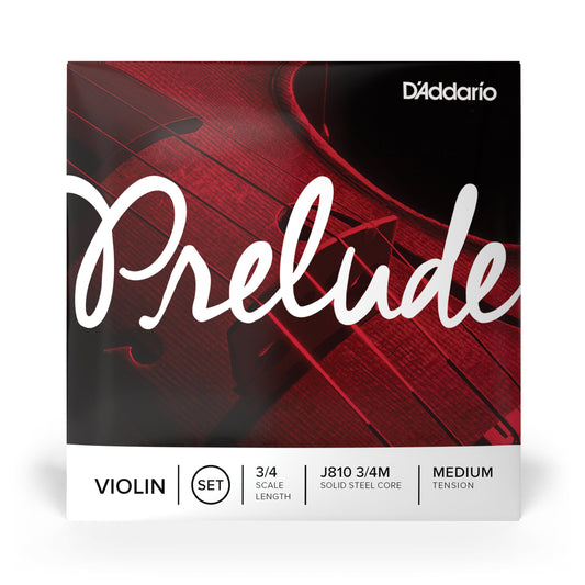 D'Addario Prelude Violin String Set, 3/4 Scale, Medium Tension