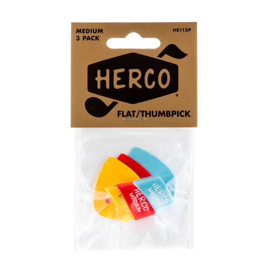 Herco HE112P Medium Flat/Thumbpick Players Pack (3 Pack)