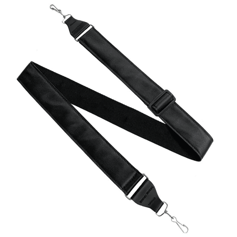Leathergraft Banjo Strap Adjustable 2 Inch Soft Leather/Webbing Black - full instrument