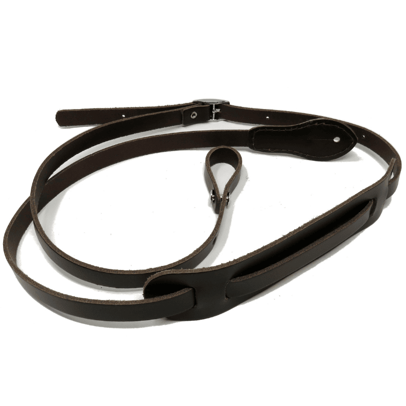 Leathergraft Mandolin Strap Plain Narrow Pad Leather Brown - full instrument