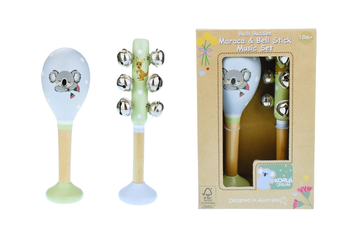 Koala Dream Bush Buddies Australian Animals Maraca and Bell Stick Set